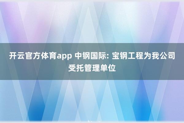 开云官方体育app 中钢国际: 宝钢工程为我公司受托管理单位