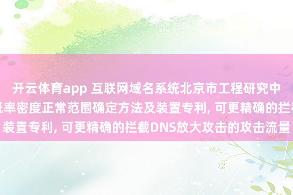 开云体育app 互联网域名系统北京市工程研究中心申请DNS应答长度概率密度正常范围确定方法及装置专利， 可更精确的拦截DNS放大攻击的攻击流量
