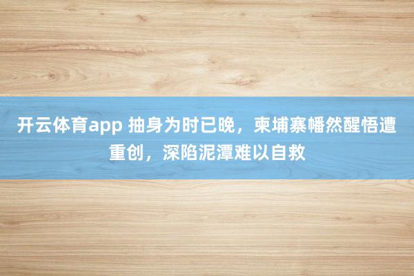 开云体育app 抽身为时已晚，柬埔寨幡然醒悟遭重创，深陷泥潭难以自救