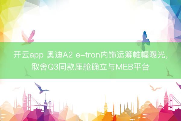开云app 奥迪A2 e-tron内饰运筹帷幄曝光，取舍Q3同款座舱确立与MEB平台
