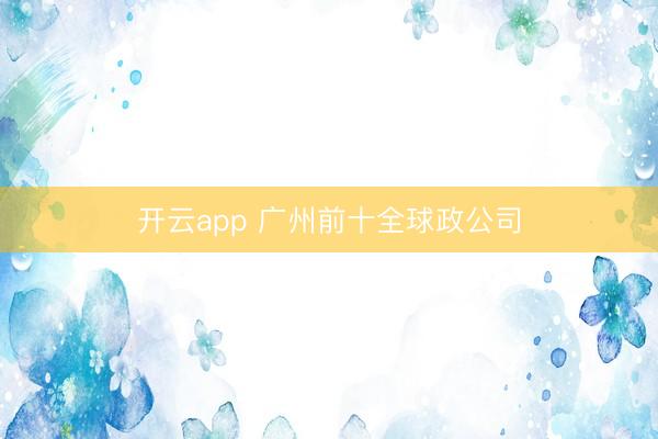 开云app 广州前十全球政公司